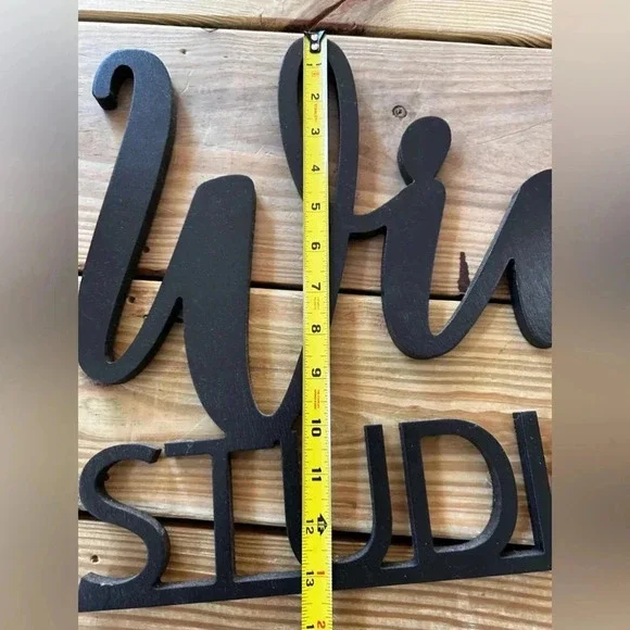 Wood sign WINGS STUDIO Black - Picture 2 of 6
